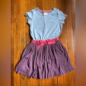 Hanna Andersson 120 girls cotton blue and purple tulle bottomed dress pink bow